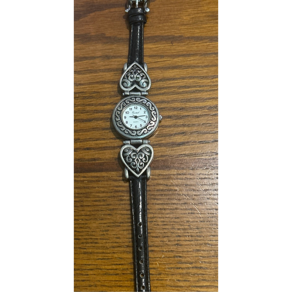 Unbranded Accessories - Women's Unbranded Silver Heart Detail Watch with Black Band, One Size